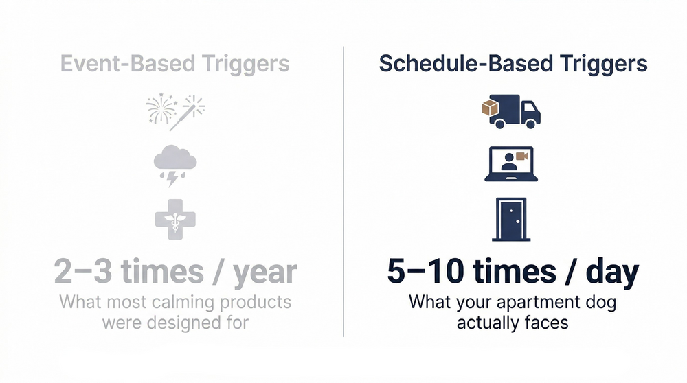Comparison: event-based triggers happen 2-3 times per year vs schedule-based triggers happen 5-10 times per day