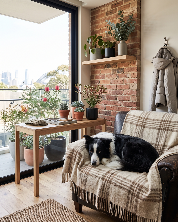 Border collie lying on the floor